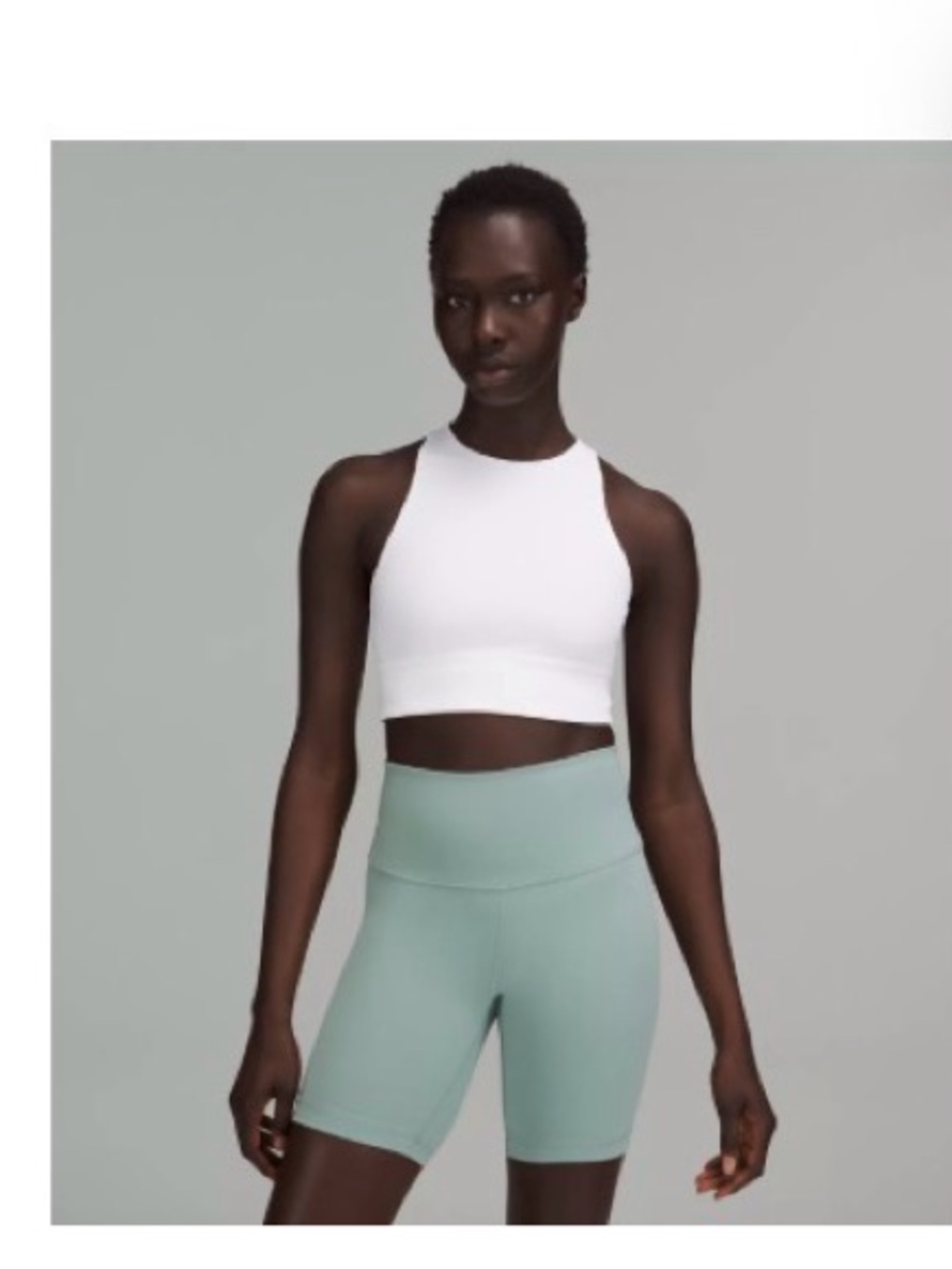 High Neck White Crop Tank Top - Women's Activewear